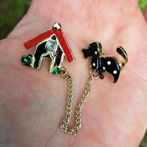Vintage dog house brooch pin